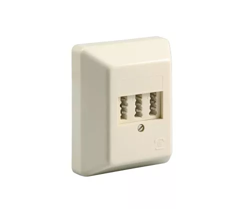 DINIC surface-mounted telephone box, NFF for two telephones and one extension, DINIC box with Eurohole